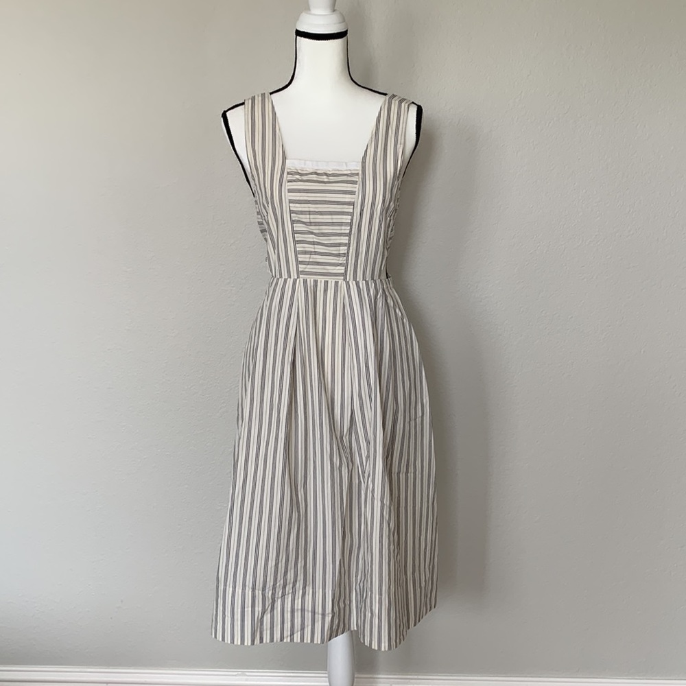 Madewell Cutout Midi Ivory and Navy Stripe Dress - Size 6